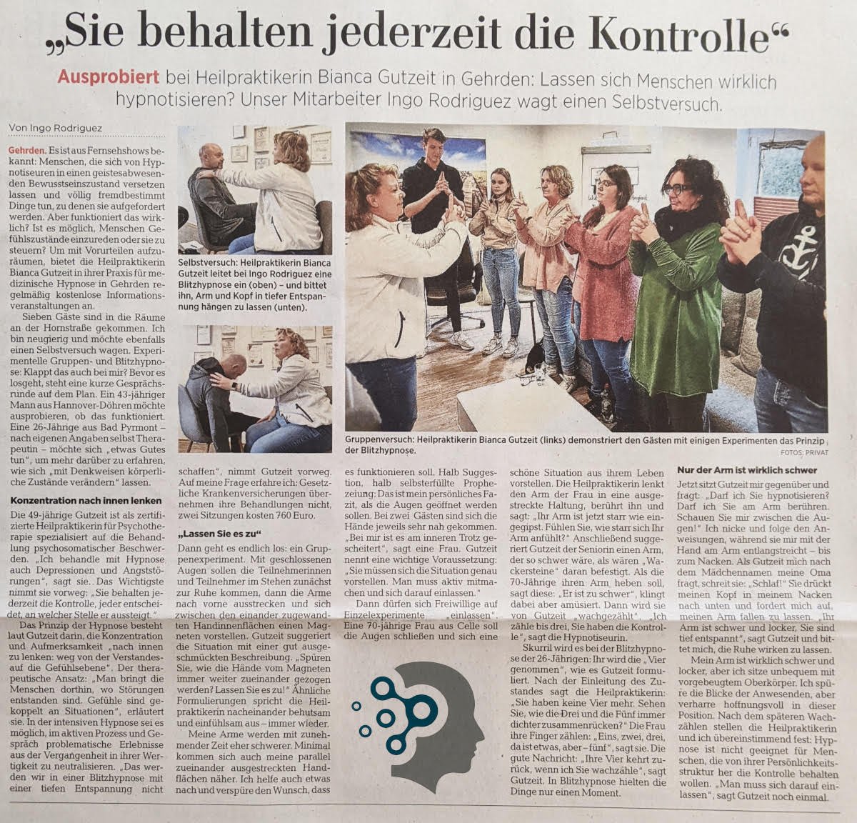 HAZ-Artikel Blitzhypnose von Februar 2023